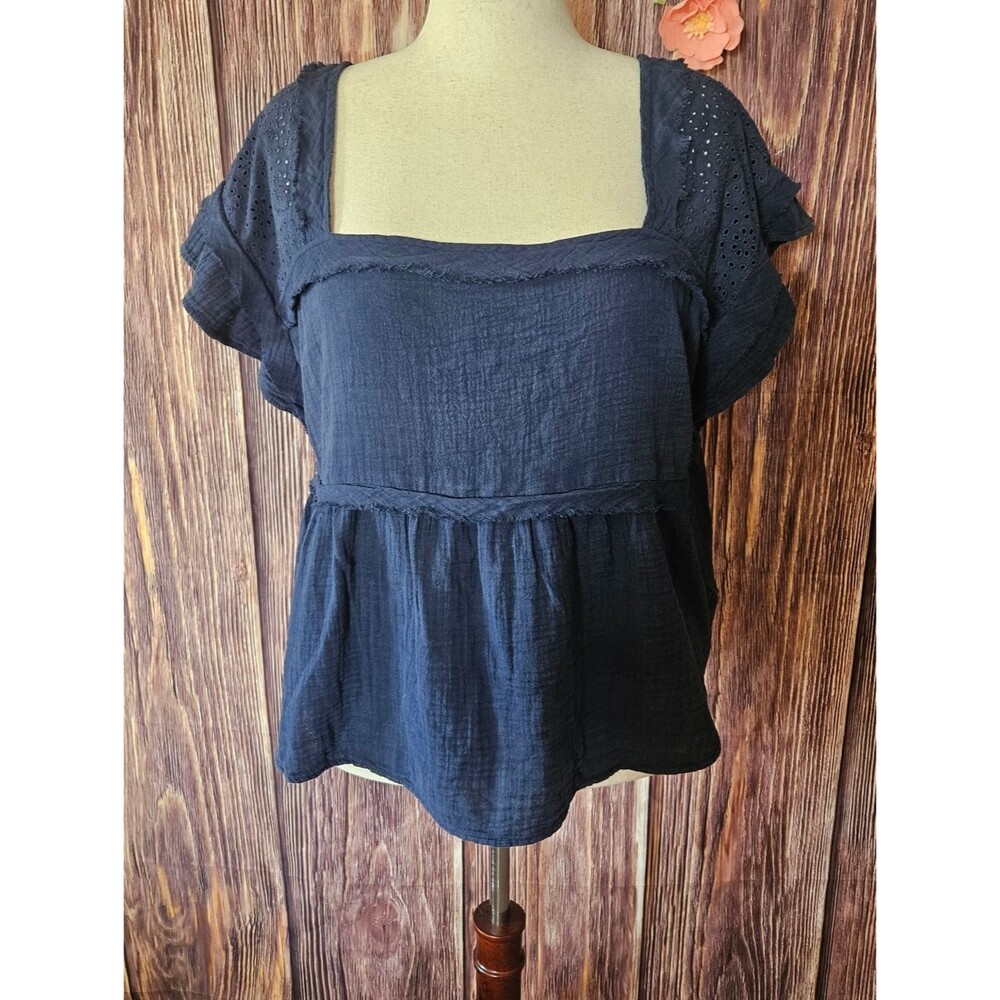 Maurices Eyelet Lace Trim Tie Back Top Plus Size 2X